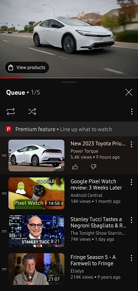 The Premium exclusive "Line up what to watch" queue.