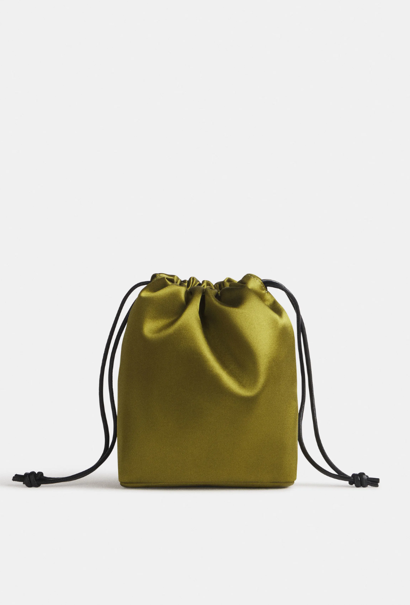 An image of a satin bag from Reformation.