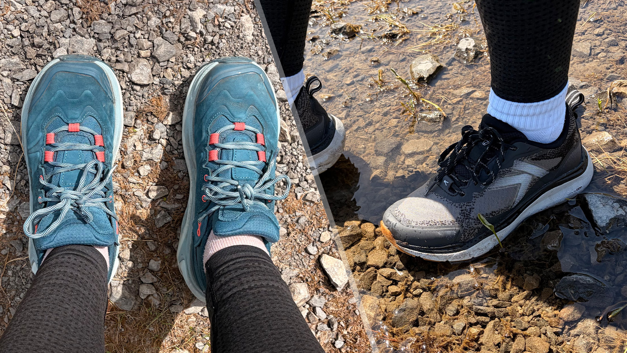 Hoka Kaha 3 Low GTX (left), Keen Leiki (right)