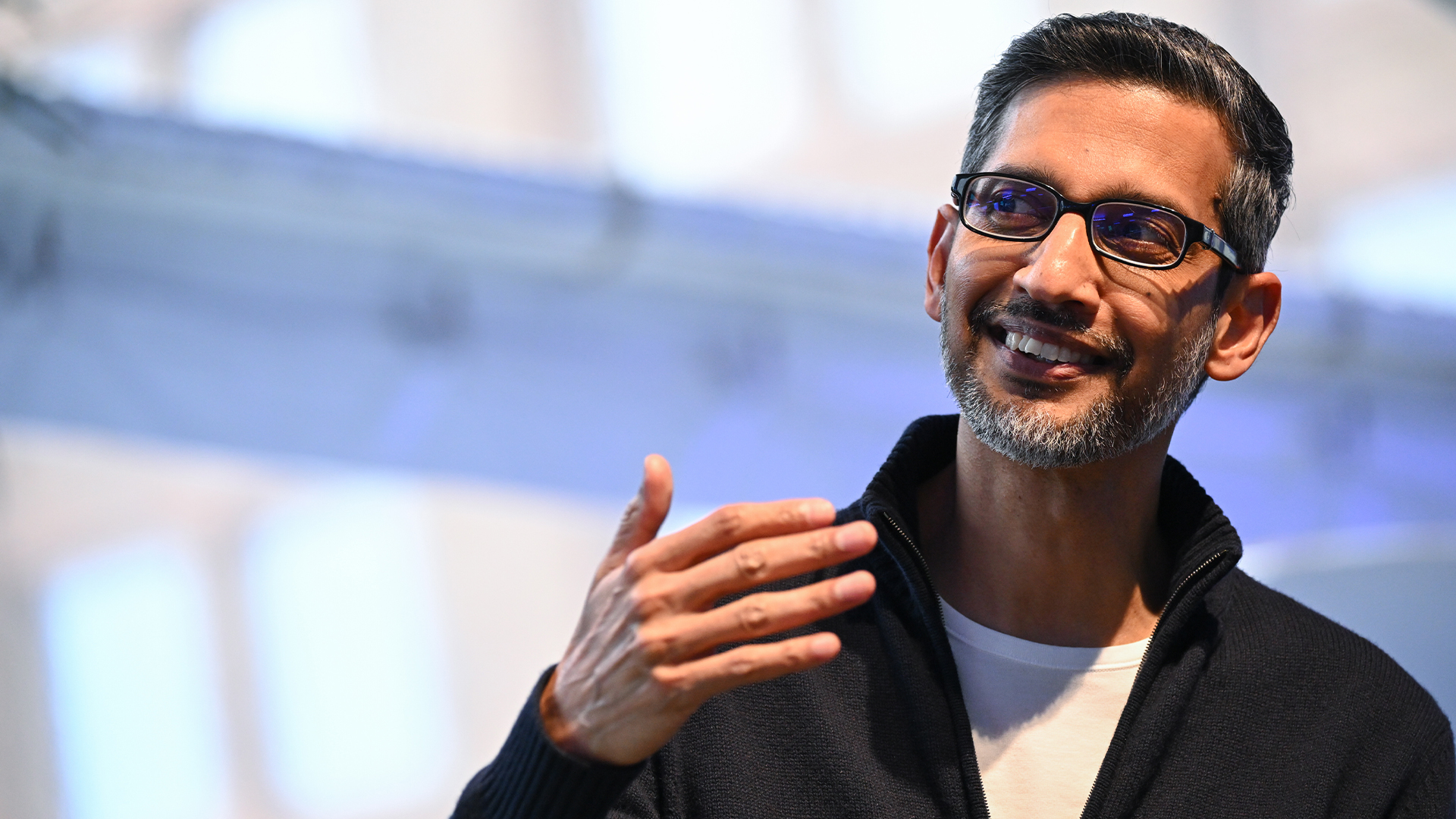 Google and Alphabet CEO Sundar Pichai pictured speaking at the Bloomberg Tech conference in San Francisco, on Wednesday, June 4, 2025.