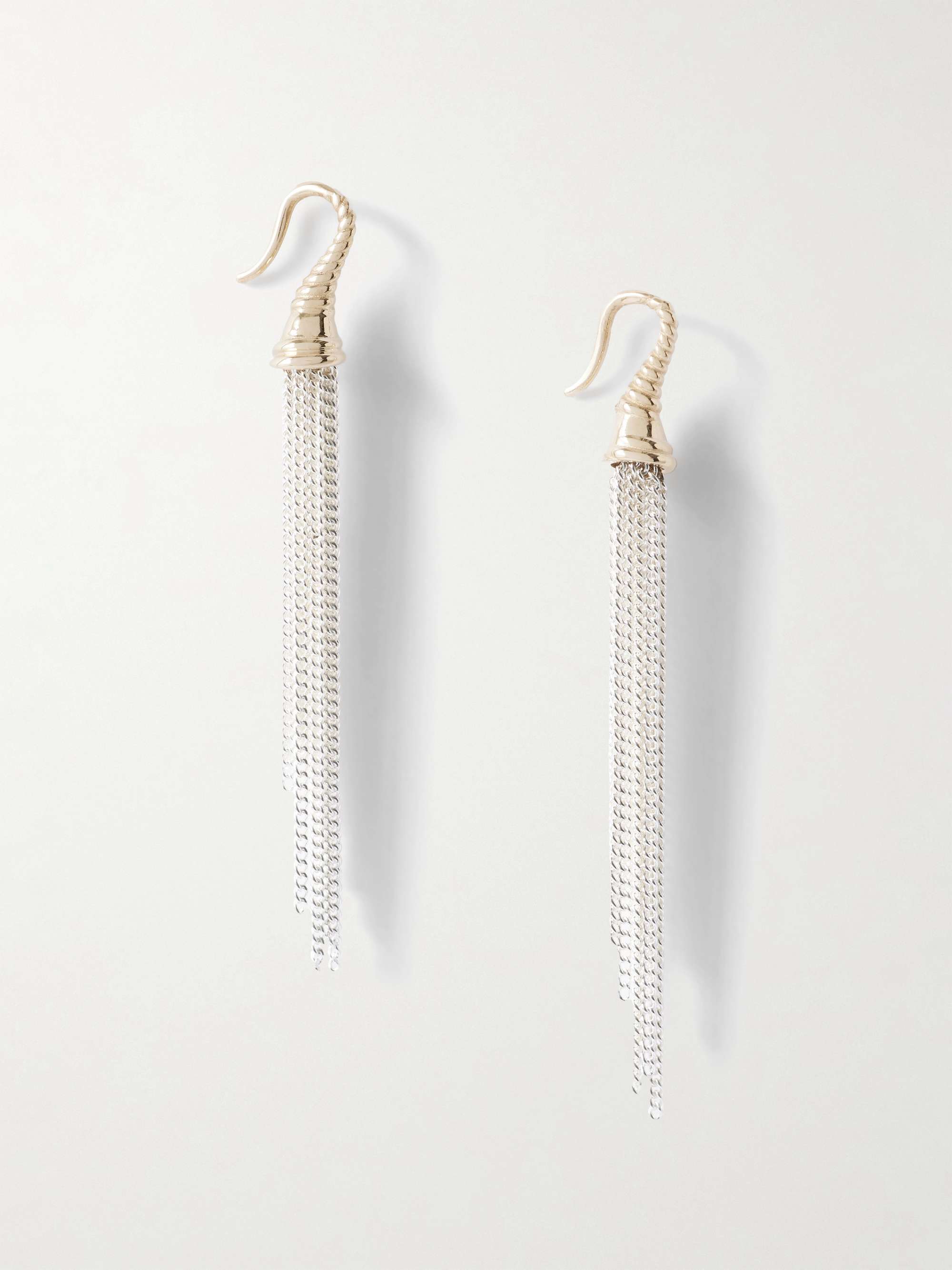 Tassel Fringed Sterling-Silver and 14-Karat Gold Earrings