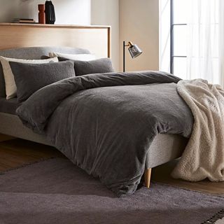 Dunelm Teddy Duvet Cover and Pillowcase Set in charcoal
