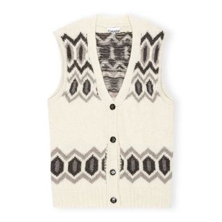 cream and grey knitted vest