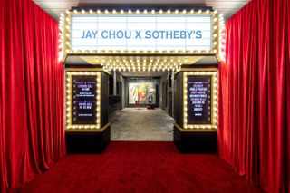 The cinema-esque Jay Chou x Sotheby's auction exhibition entrace at K11 Musea
