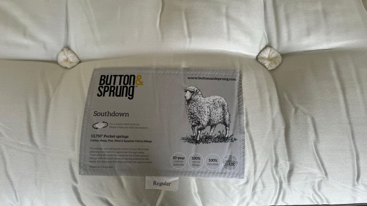 It's a small detail, but this Button &amp; Sprung tag on the mattress shows how much thought they put into the finer details