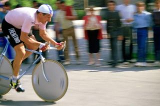 Moser in pink in the 1984 Giro d'Italia