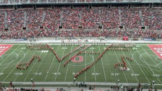 The Ohio State University Marching Band on the field of play