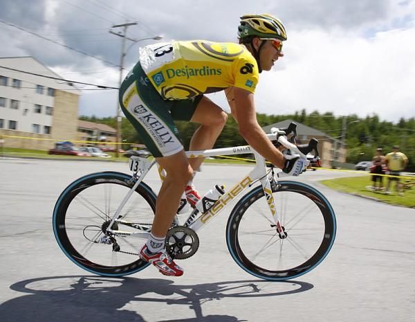 Scott Zwizanski in the leader's jersey at the 2009 Tour de Beauce.