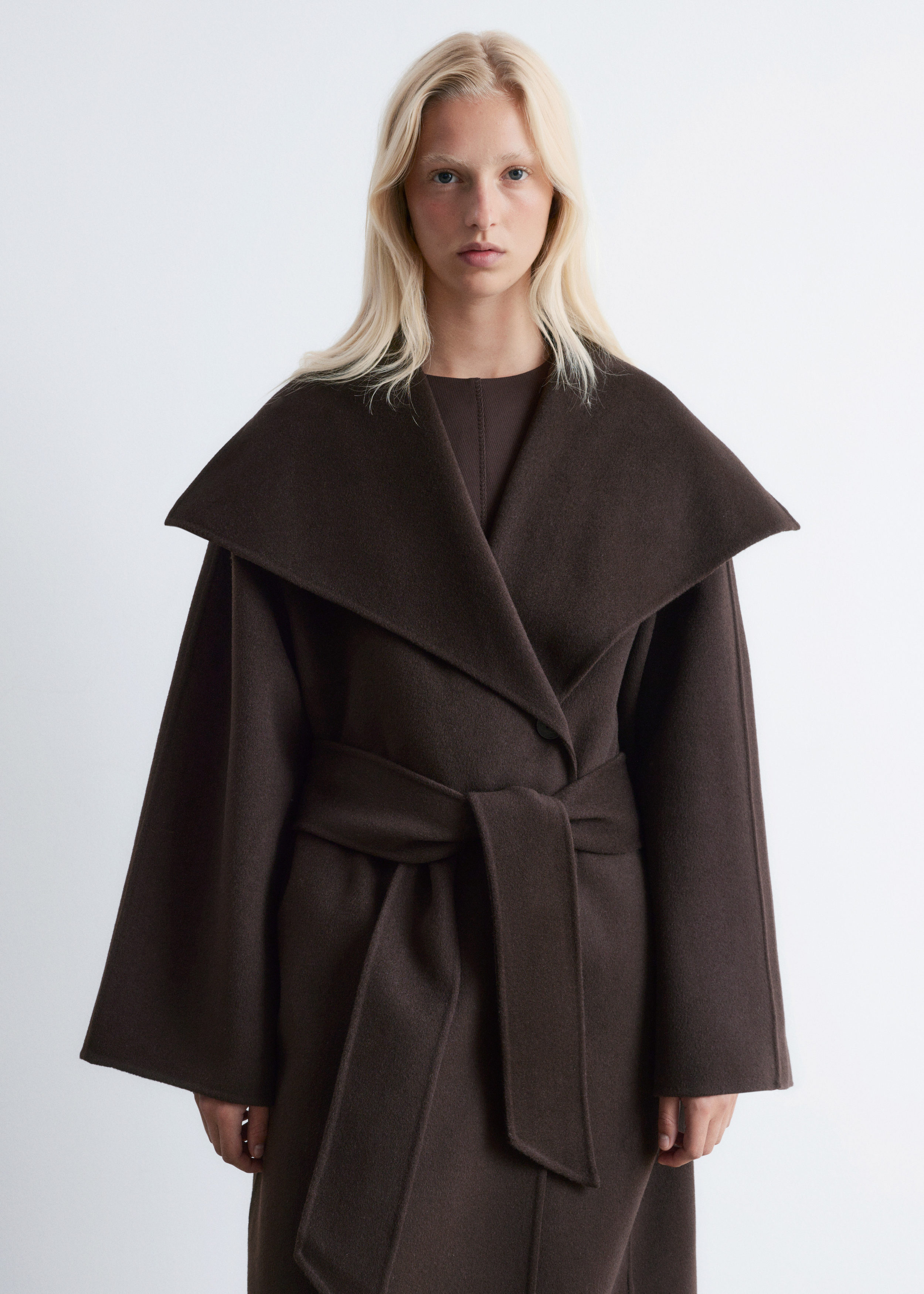 Shawl-Collar Wool Maxi Coat