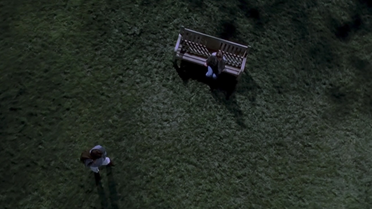 Overhead view of Anna on the bench in Notting Hill