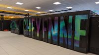 The decommissioned Cheyenne Supercomputer, emblazoned with a "Cheyenne" logo 