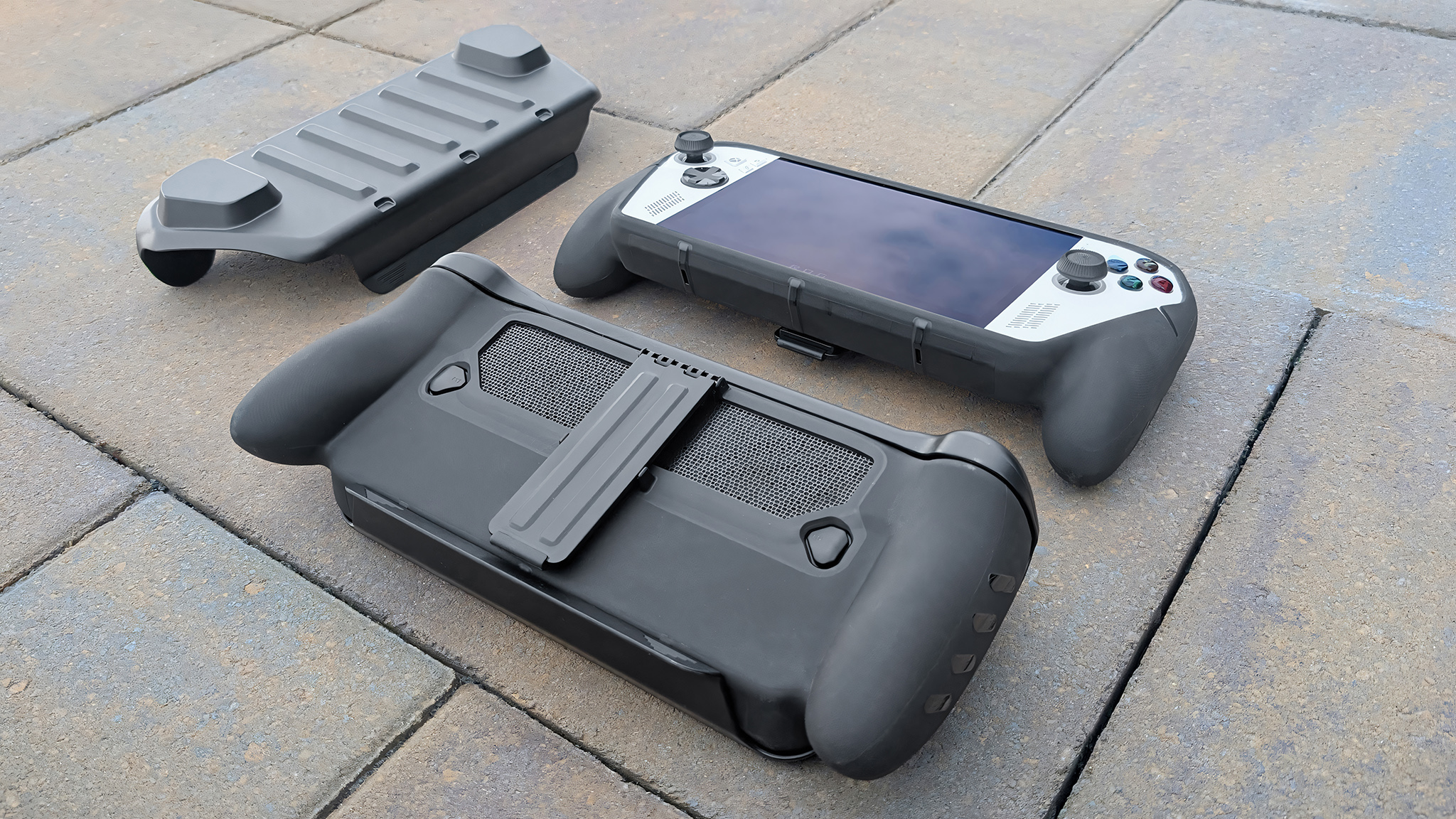 dBrand Killswitch installed on a face-down Xbox Ally X and a face-up Xbox Ally.
