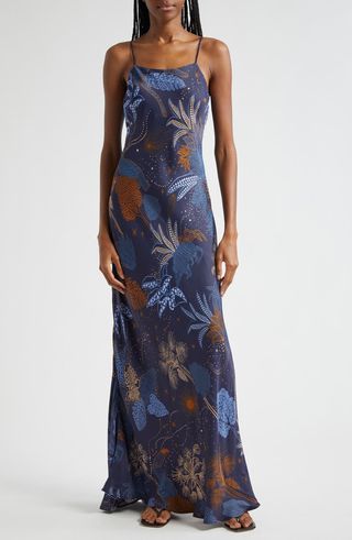 Night Jungle Bias Cut Maxi Slipdres