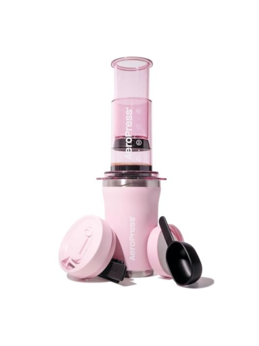 AeroPress Go coffee maker in pink