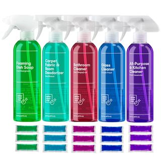 Dollar Clean Club Complete Home Cleaning 15 Pack Kit, Kitchen, Bathroom, Carpet, Dish, and Glass Cleaner Refills in multiple colors