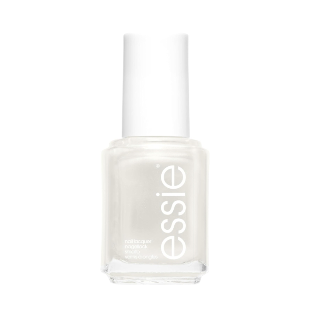A product shot of the Original Nail Polish in Shade 4 Pearly White (a shimmery, pearlescent white nail colour), on a white background