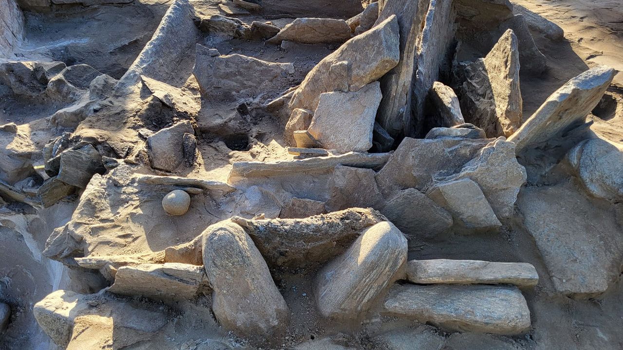 Close-up of the Selje tomb prior to excavation.