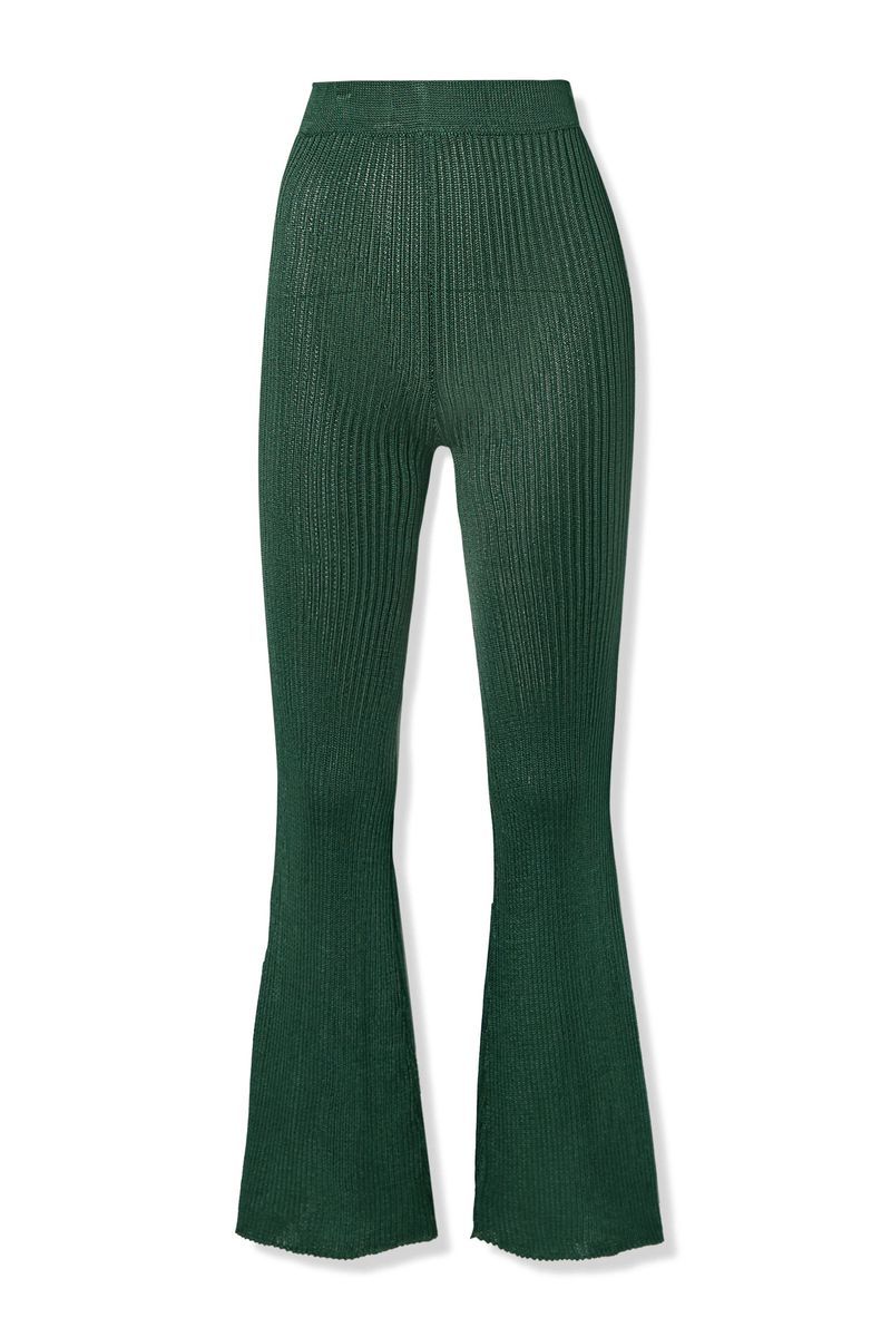 Ribbed-Knit Flared Pants