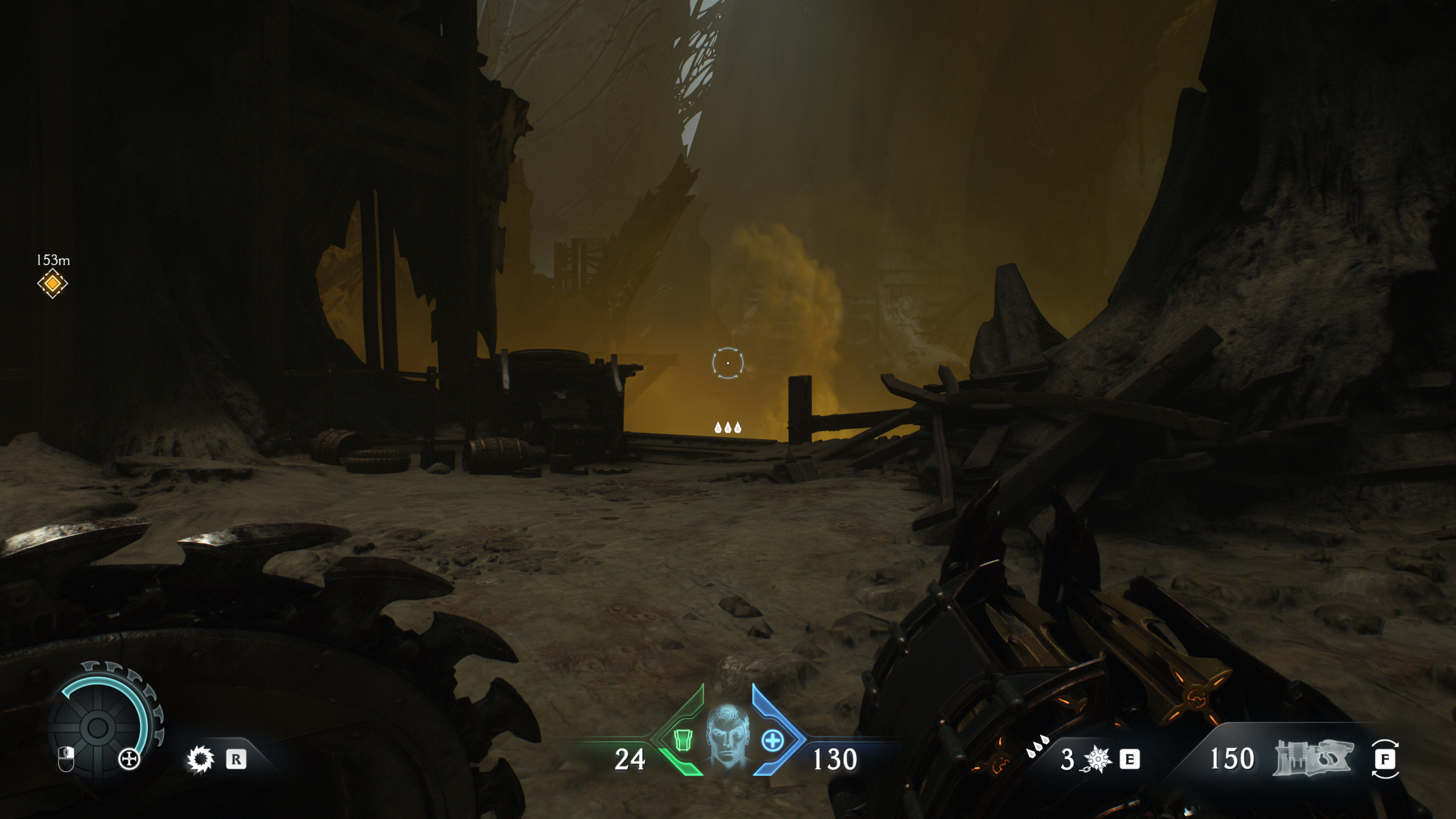 Doom: The Dark Ages Ancestral Forge secrets - A broken fence revealing a hidden platform at the edge of the map, near an area filled with yellow gas.