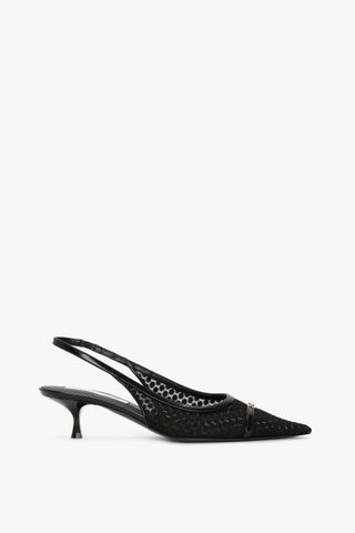 Mesh Slingback Kitten Heel in Black