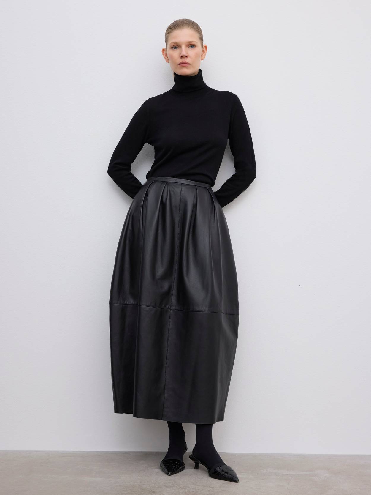 Curved Leather Skirt