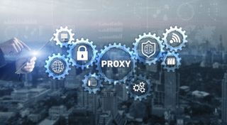 Proxy. Network administrator access the proxy server. Technology concept