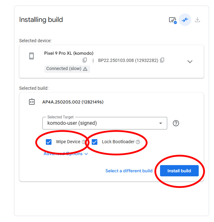 Installing a build of Android using the Android Flash Tool