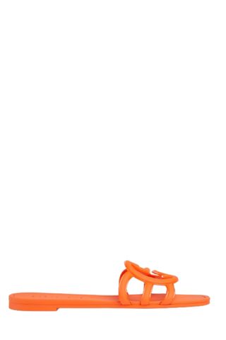 Gucci orange Women's Interlocking G Slide Sandal on a white background