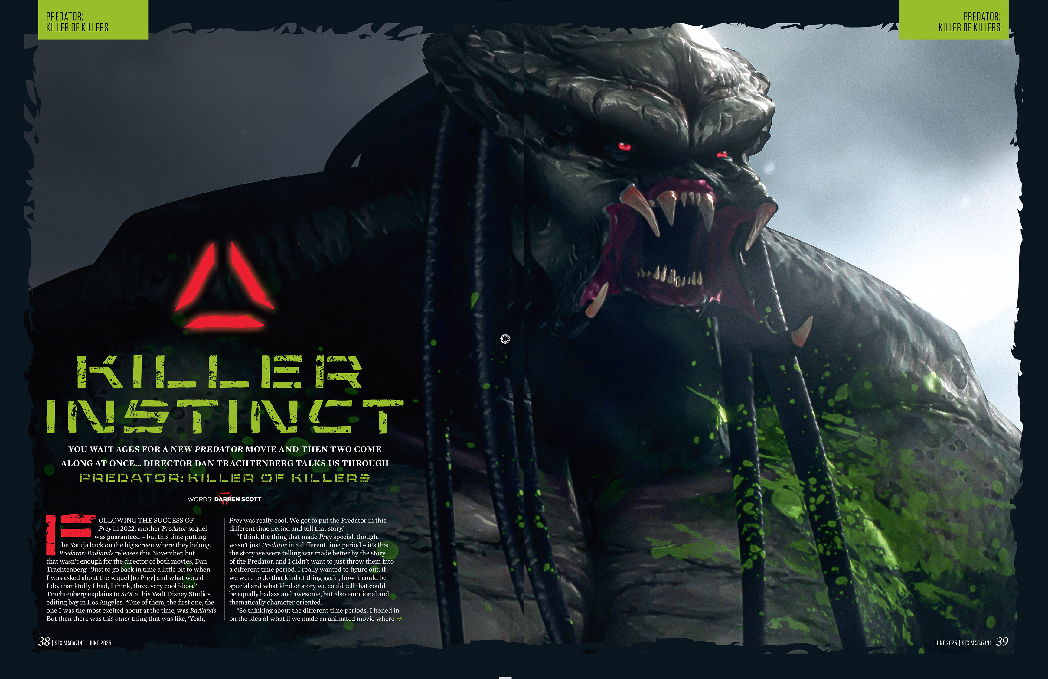 An animated Predator, helmet off.