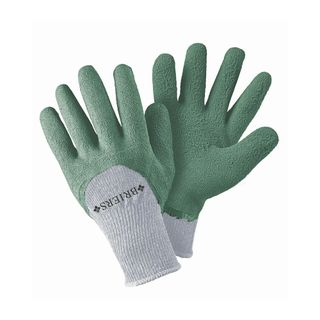 Green and grey Cosy Gardener Sage Gardening Gloves on a white background