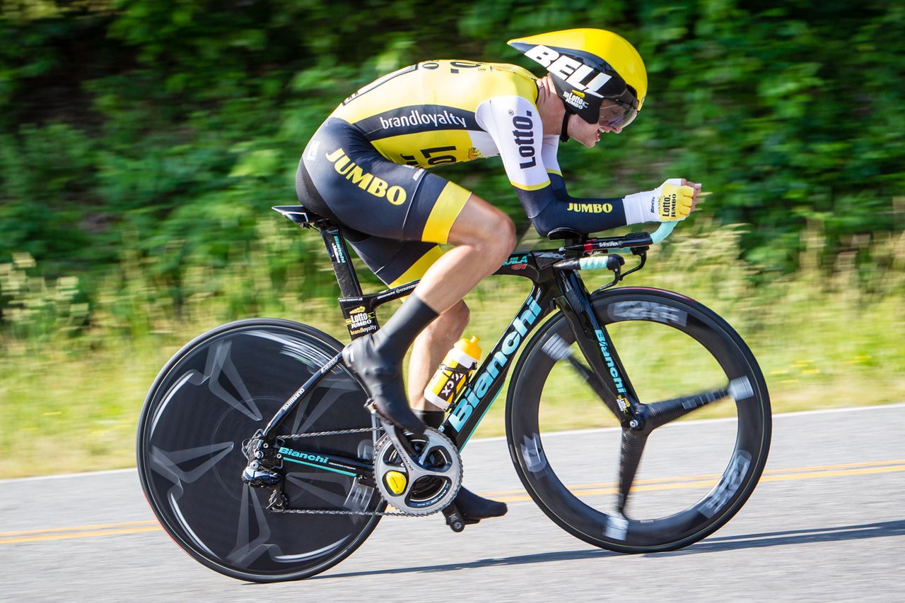 Alexey Vermeulen (LottoNL-Jumbo) comes back from the turn around during the US time trial championship