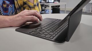 iPad Pro being used as a laptop in an office