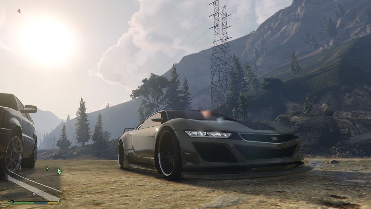 A GTA V screenshot of a parked car