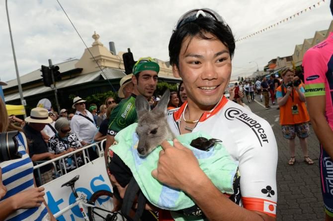 Japanese national champion Arashiro with a kangaroo