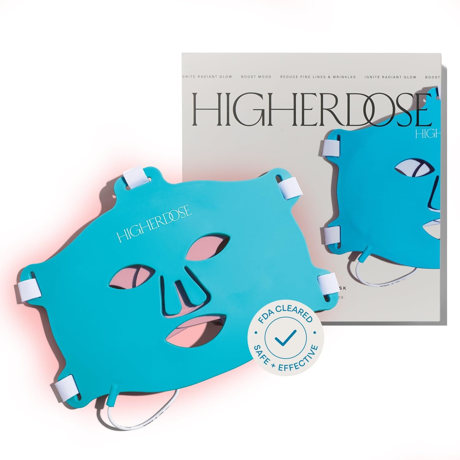 HigherDOSE, Higherdose Red Light Therapy Face Mask - Cordless At-Home Led Facial Light Therapy - Promotes Cellular Renewal, Healing, & Glowing Skin - Led Face Mask to Target Fine Lines, Wrinkles & Redness