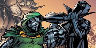 Black Panther taking on Doctor Doom in the Marvel comic book universe