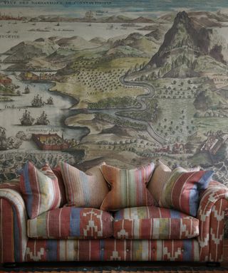 Andrew Martin wallpaper and sofa