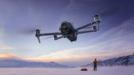 DJI drone flying in a cold region