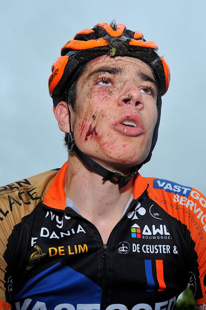 Wout Van Aert (Vastgoedservice - Golden Palace Continental Team) after finishing the stage