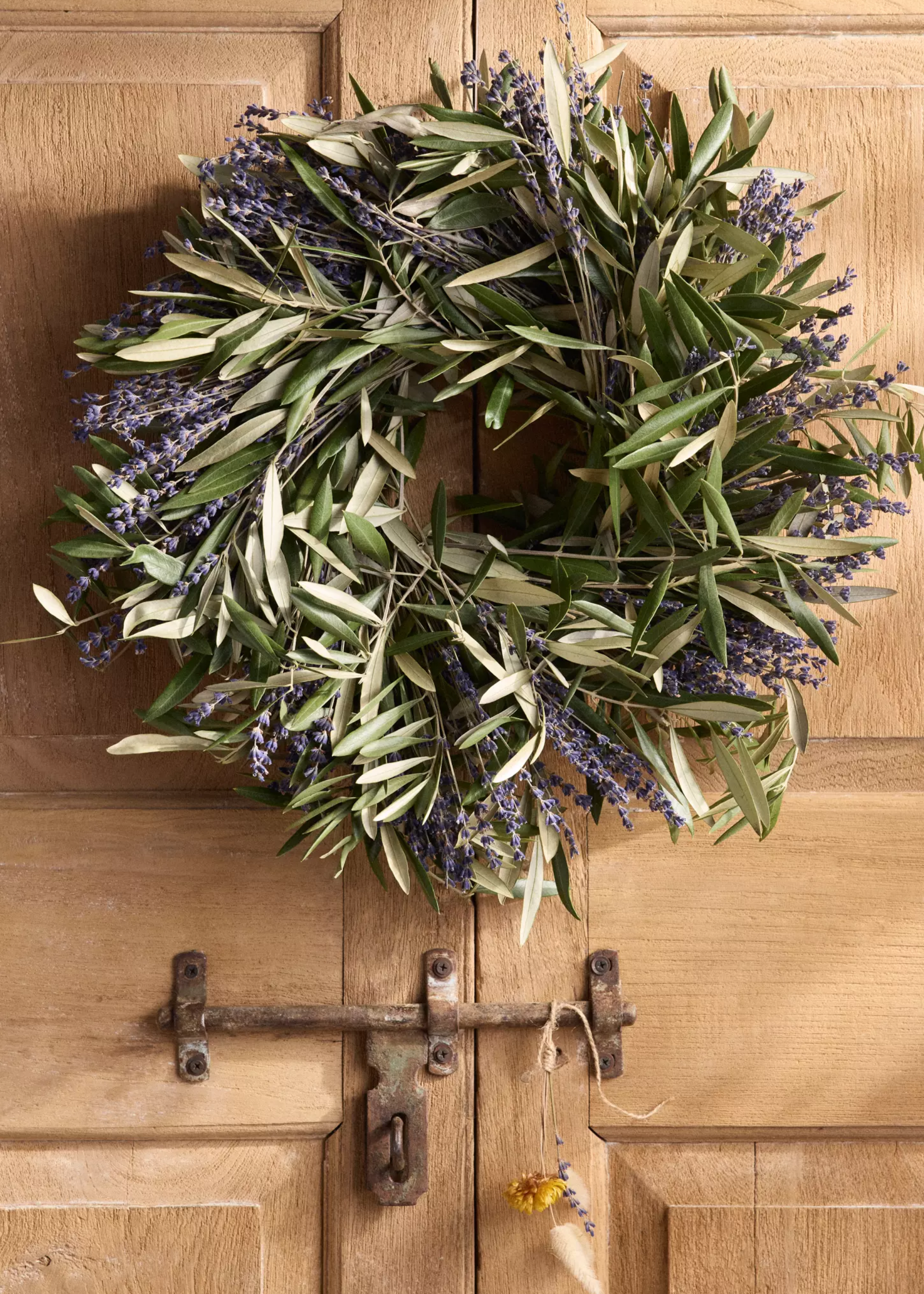 A natural lavender and olive wreath