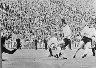 Gerd Muller looks on during West Germany's win over the Soviet Union in the final of Euro 1972.