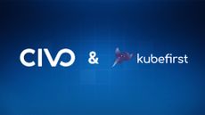 Civo promotional image showing company branding alongside Kubefirst logo on a blue background.