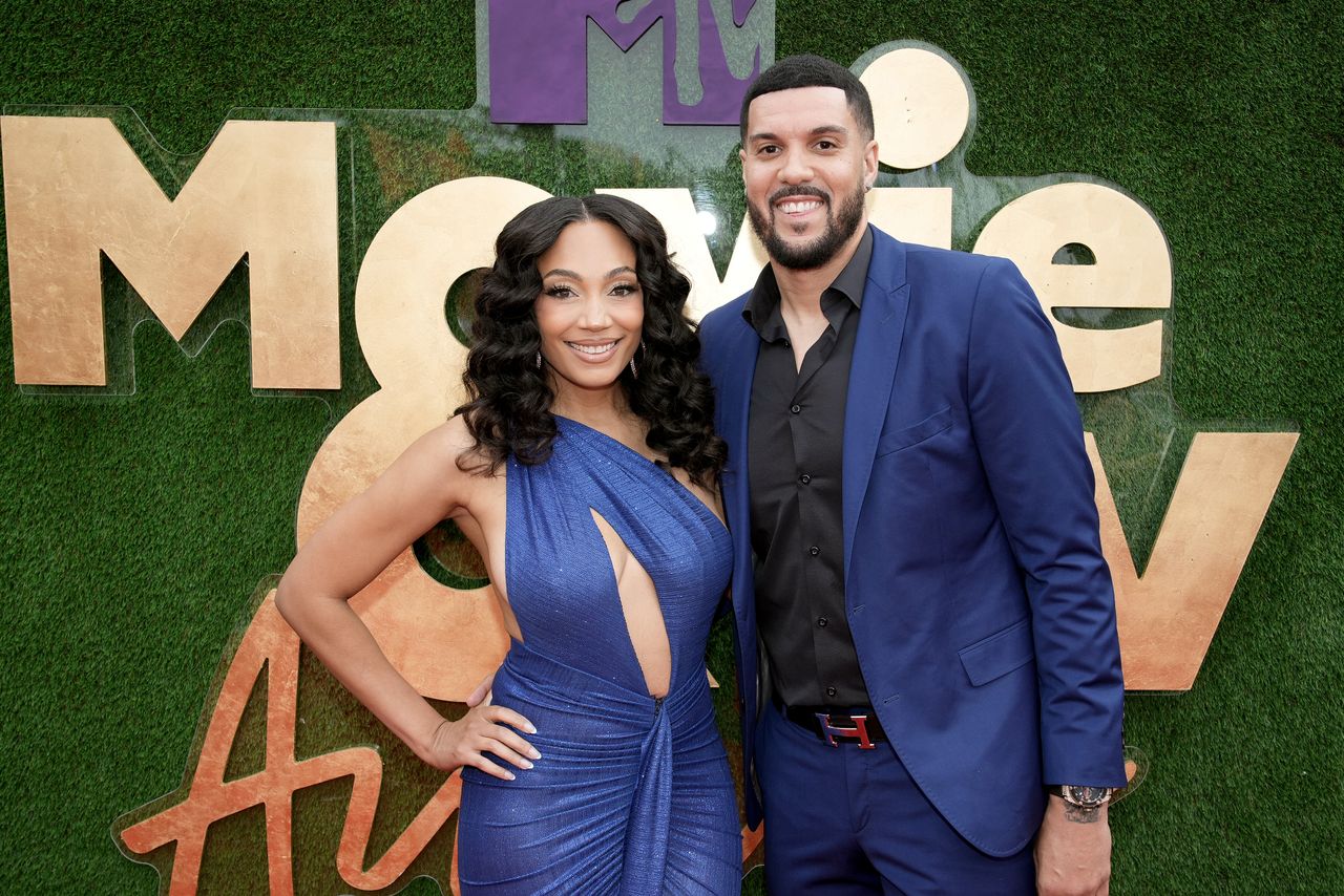 Brandi Marshall and Sean Marshall attend the 2022 MTV Movie &amp; TV Awards