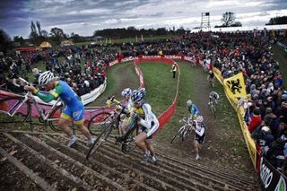 A set of stairs at the cyclo-cross World Cup in Hamme Zogge.