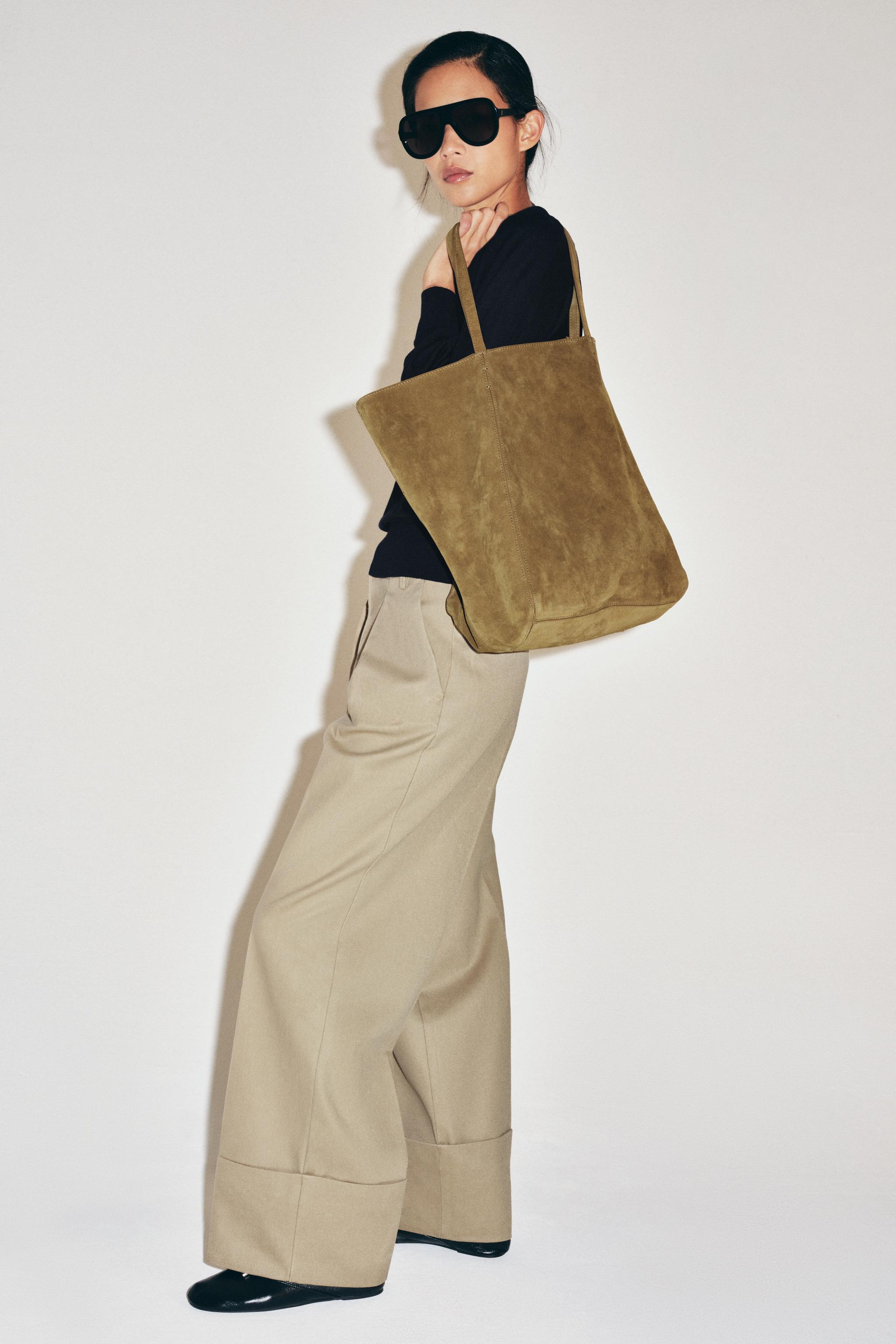 Suede Maxi Shopper Bag - 1-525 - One Size Only