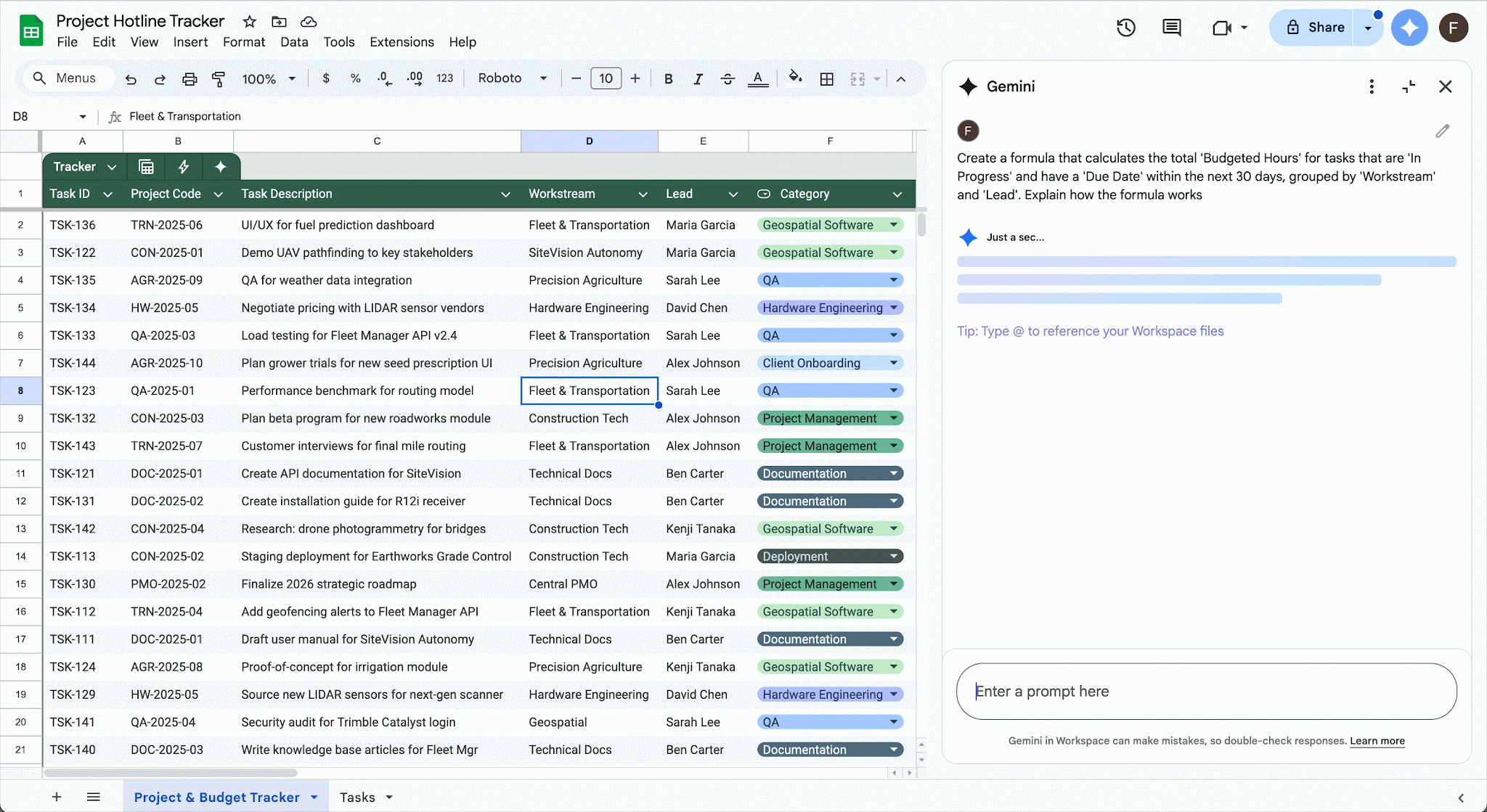 Google Gemini Sheets