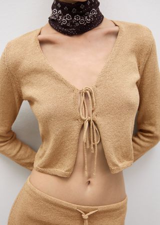 Knitted Cardigan With Bow