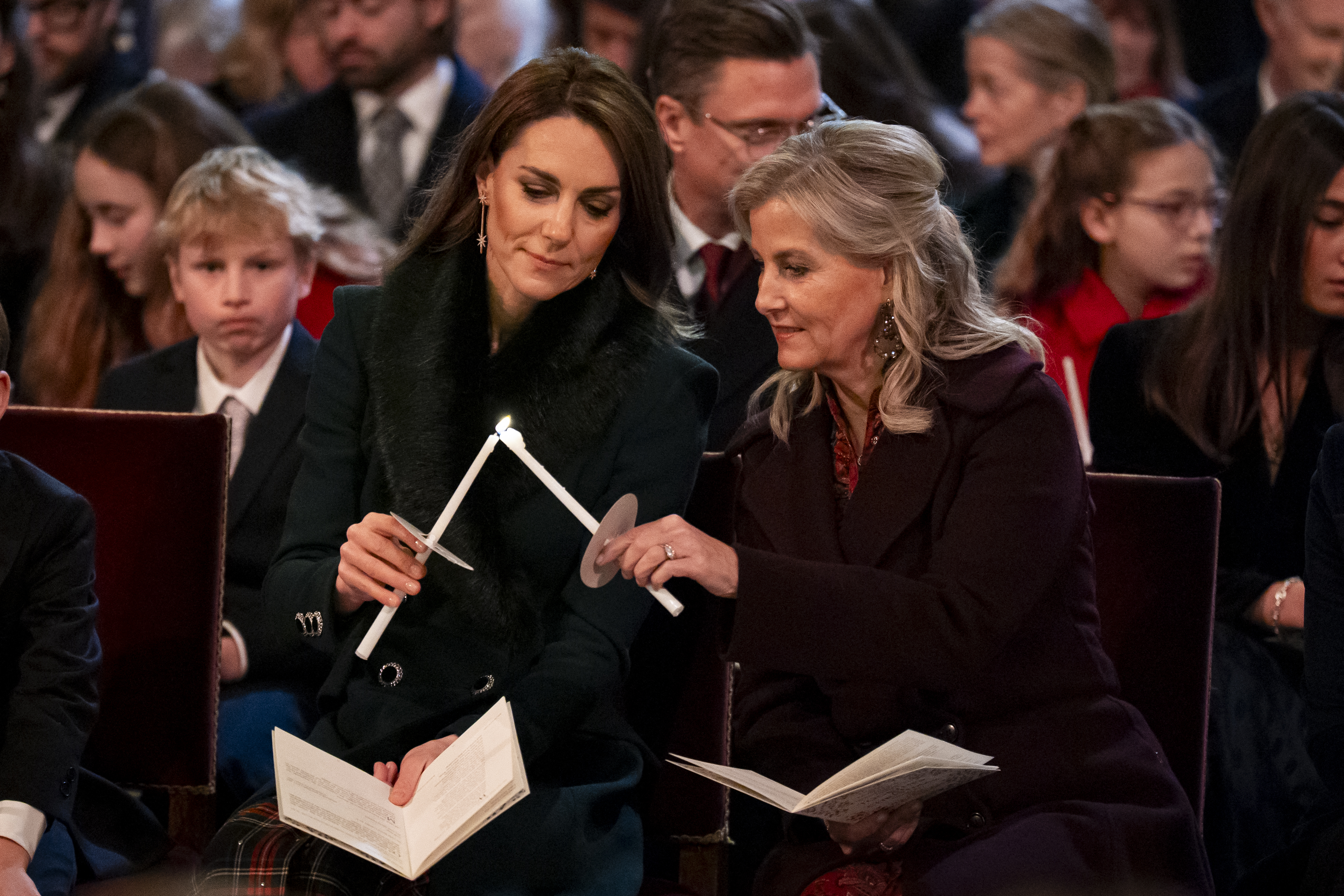 Britain's Catherine, Princess of Wales and Britain's Sophie, Duchess of Edinburgh attend the fifth annual &amp;quot;Together At Christmas&amp;quot; Carol Service&amp;quot; at Westminster Abbey in London on December 5, 2025.
