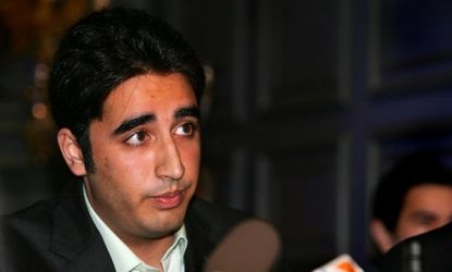 Bilawal Bhutto speaks at a press conference in 2008 in London while he was studying at Oxford University.