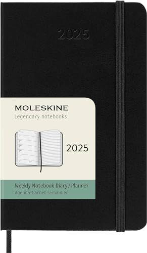 Moleskine Classic 12 Month 2025 Weekly Planner, Hard Cover, Pocket (3.5" X 5.5"), Black, 144 Pages